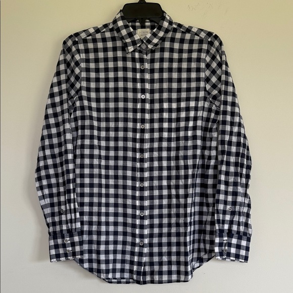 J. Crew Navy and White Plaid Men's Shirt - Picture 1 of 6